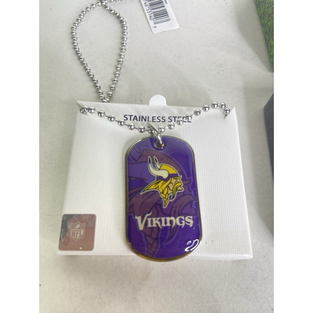 Minnesota Vikings Dog Tag Necklace Stainless Steel NFL Licensed with Gift Box